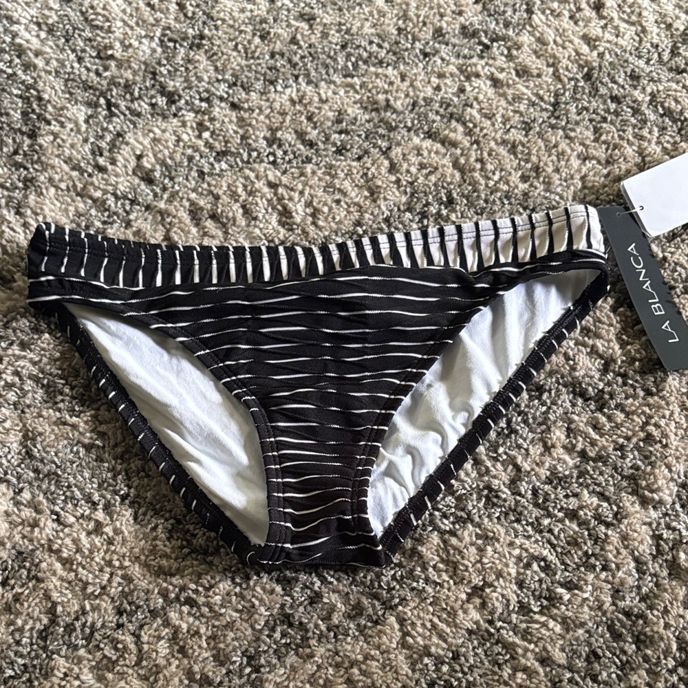 La Blanca Black and White Striped Bikini Bottom